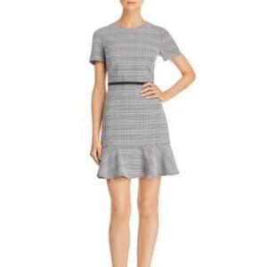 AQUA Chic Plaid Crew Neck Flounce Hem Dress NWOT